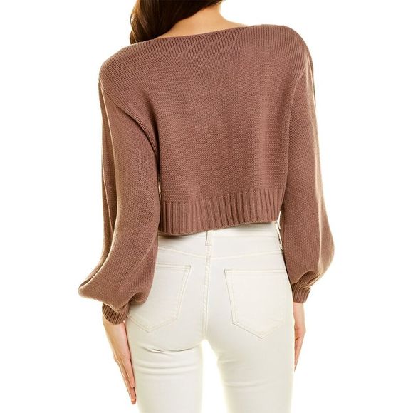 Harper Womens Cropped Sweater, Brown - Picture 2 of 3
